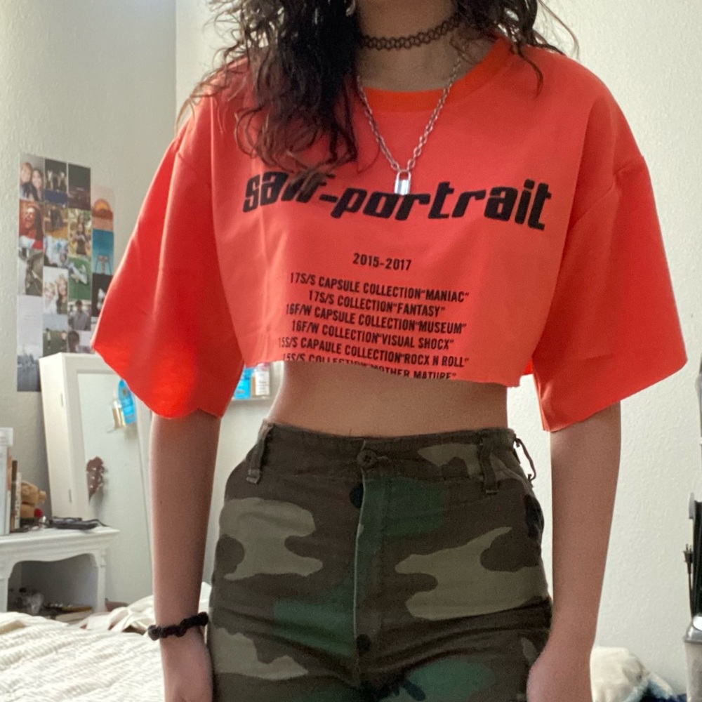 neon orange crop top